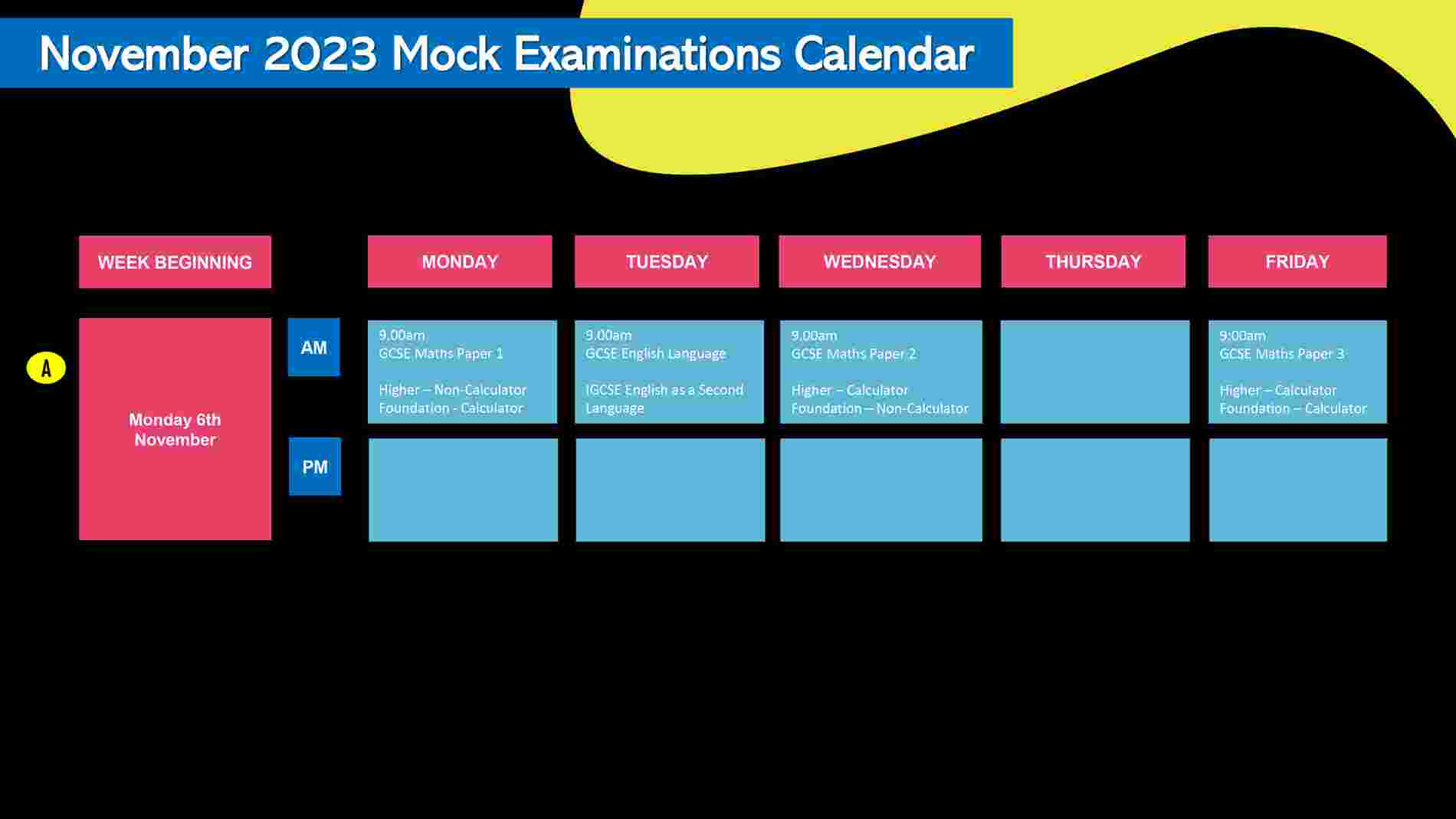 Exam Timetable Overview